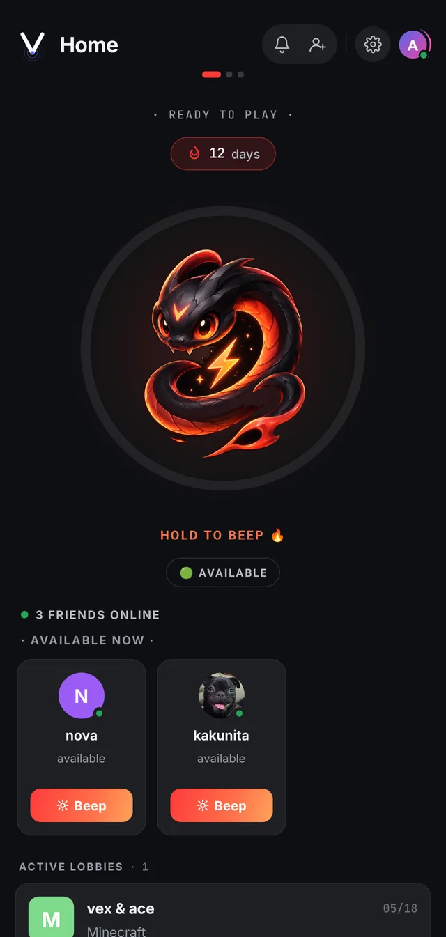 Viper — hold-to-Beep home with your squad online